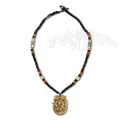 Rasta Lion Bone Pendant Necklace