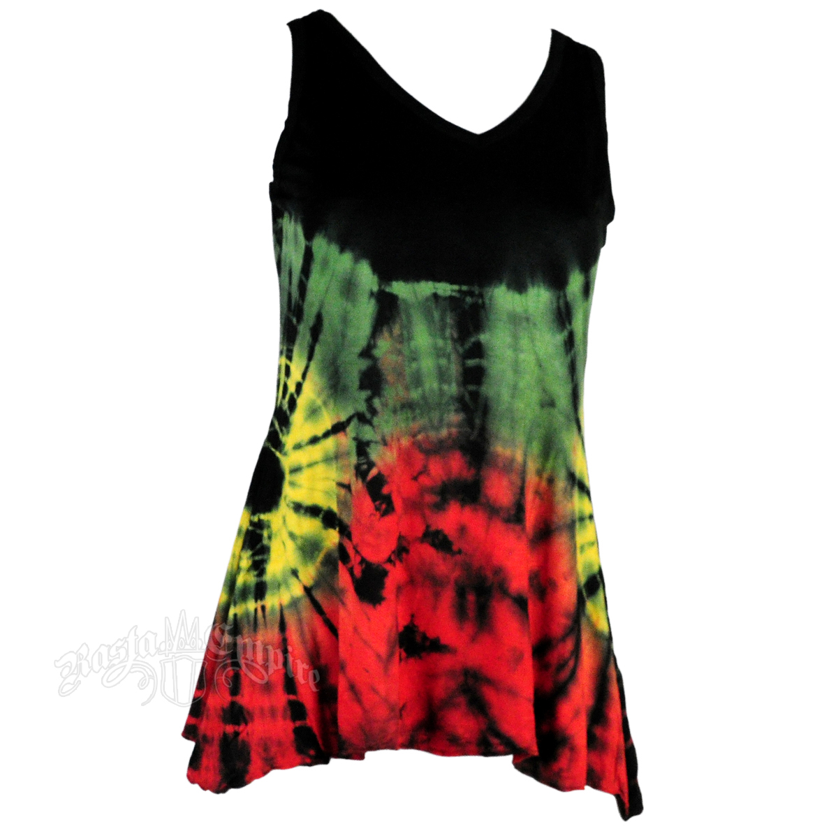 Rasta and Reggae V-Neck Tie-Dye Top