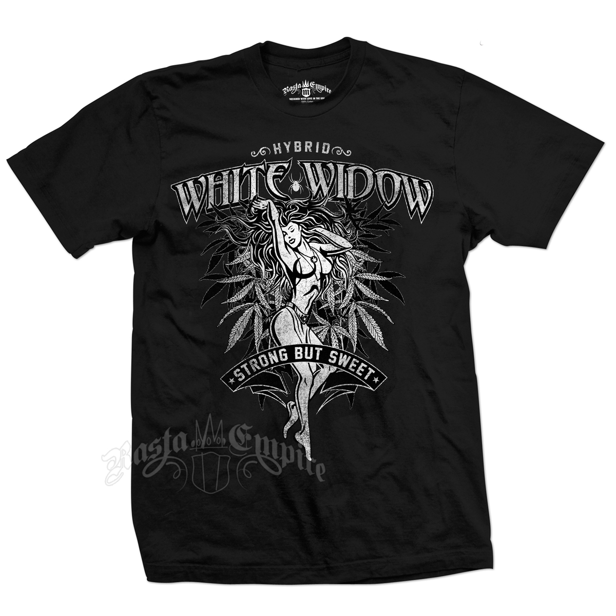 Seven Leaf White Widow Strain Black T-Shirt – Men's