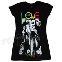 Bob Marley One Love Stripes Black T-Shirt - Women's