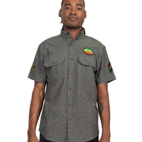 Lion of Judah Hemp Cotton Button Down Grey Shirt - Mens