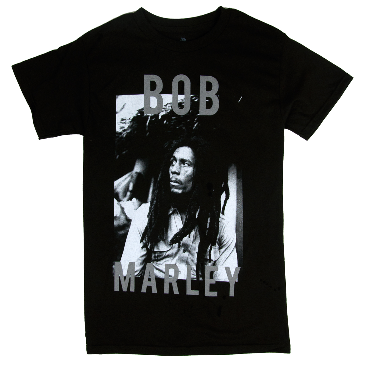 Bob Marley B&W Stare Black T-Shirt – Men’s at RastaEmpire.com