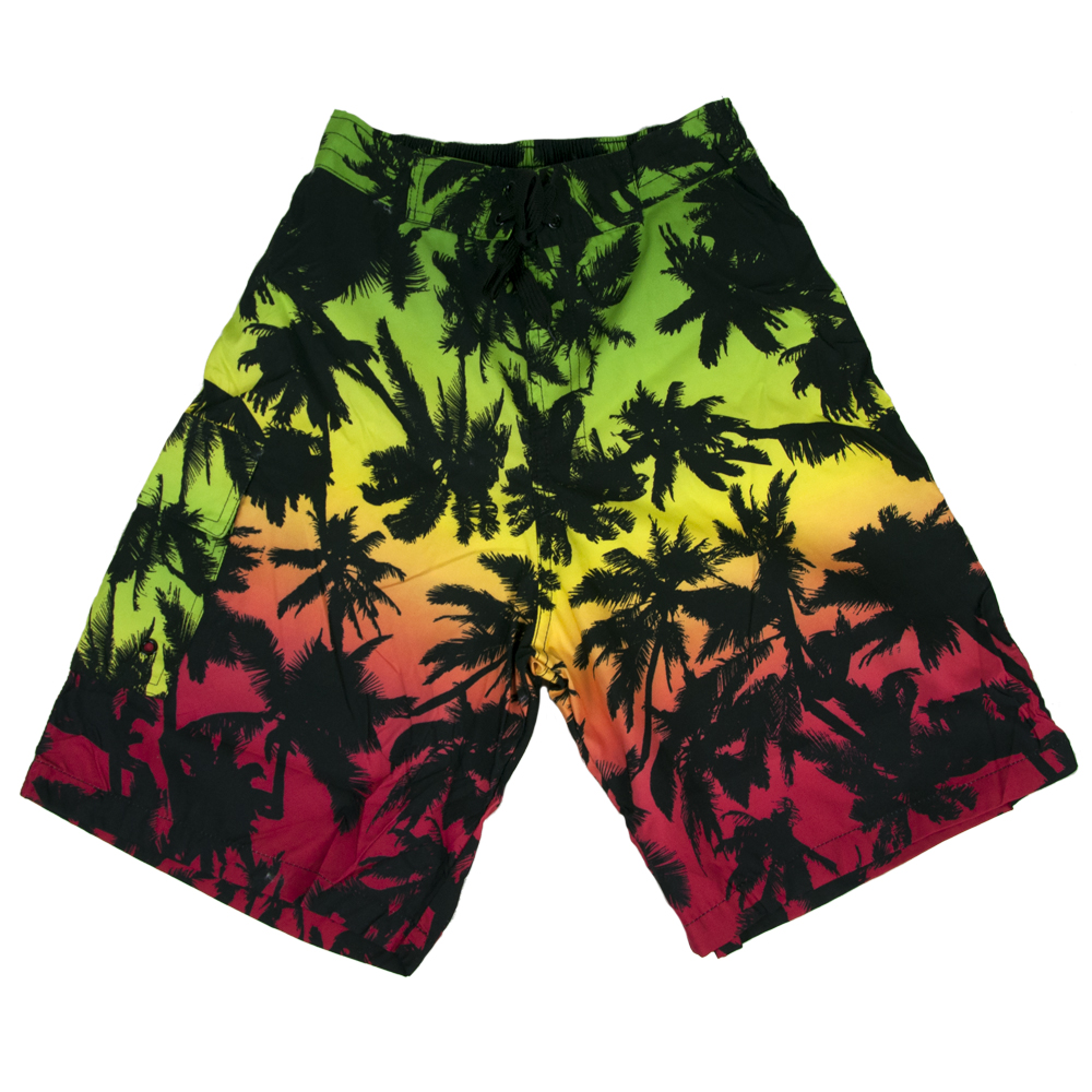 Quick Dry Rasta Palm Trees Swim Shorts - Mens