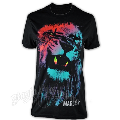 Bob Marley Colored Lion Black T-Shirt - Men's