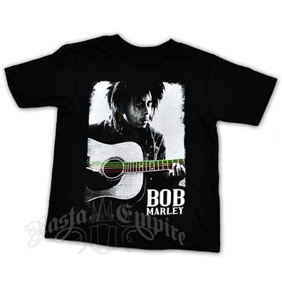 Bob Marley Guitar Black T-Shirt - Youth's