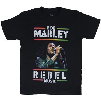 Bob Marley Rebel Music Black T-Shirt – Men’s