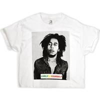 Bob Marley Lively Up Yourself White Crop Top Women S