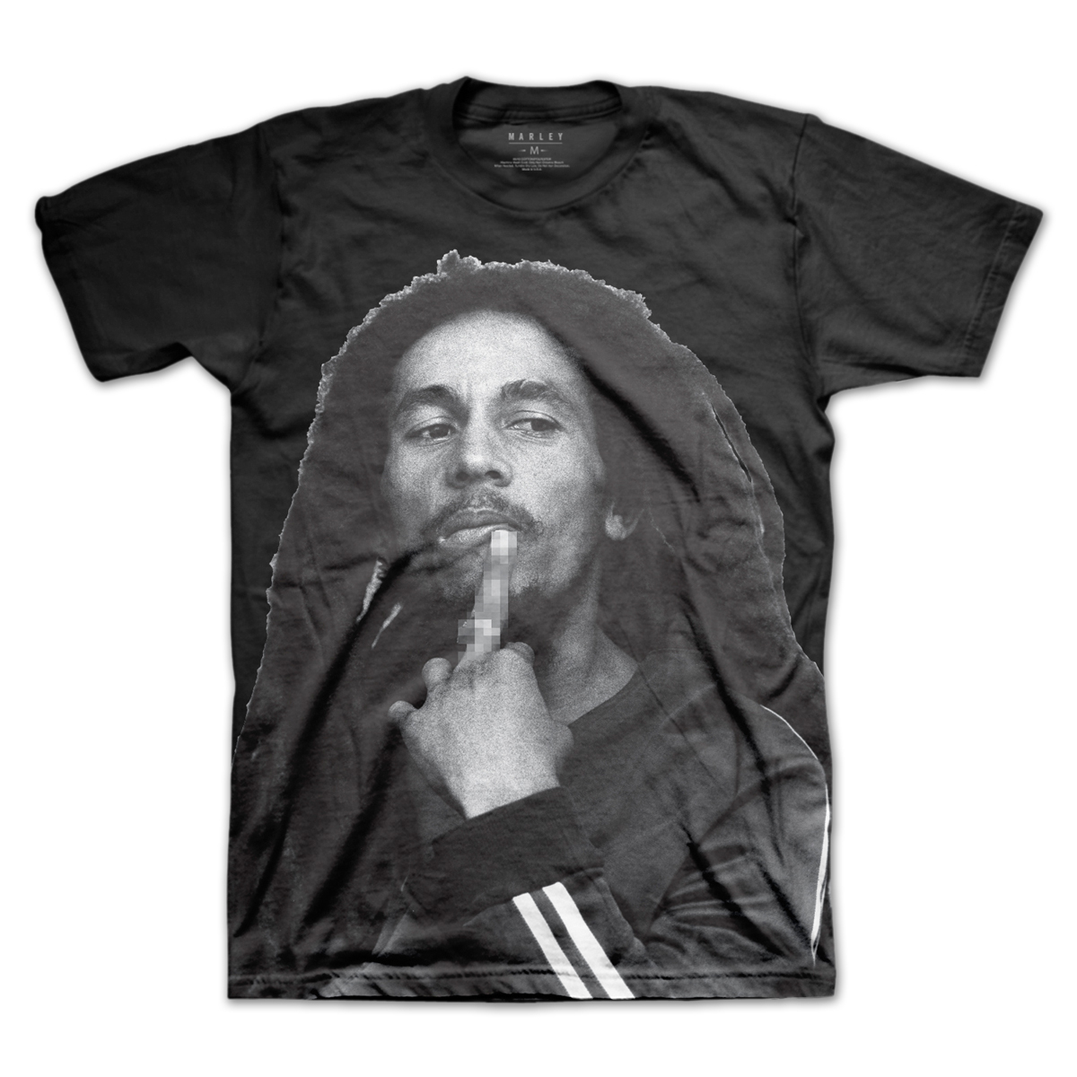 Bob Marley Mosaic Finger Charcoal T-Shirt – Men’s at RastaEmpire.com